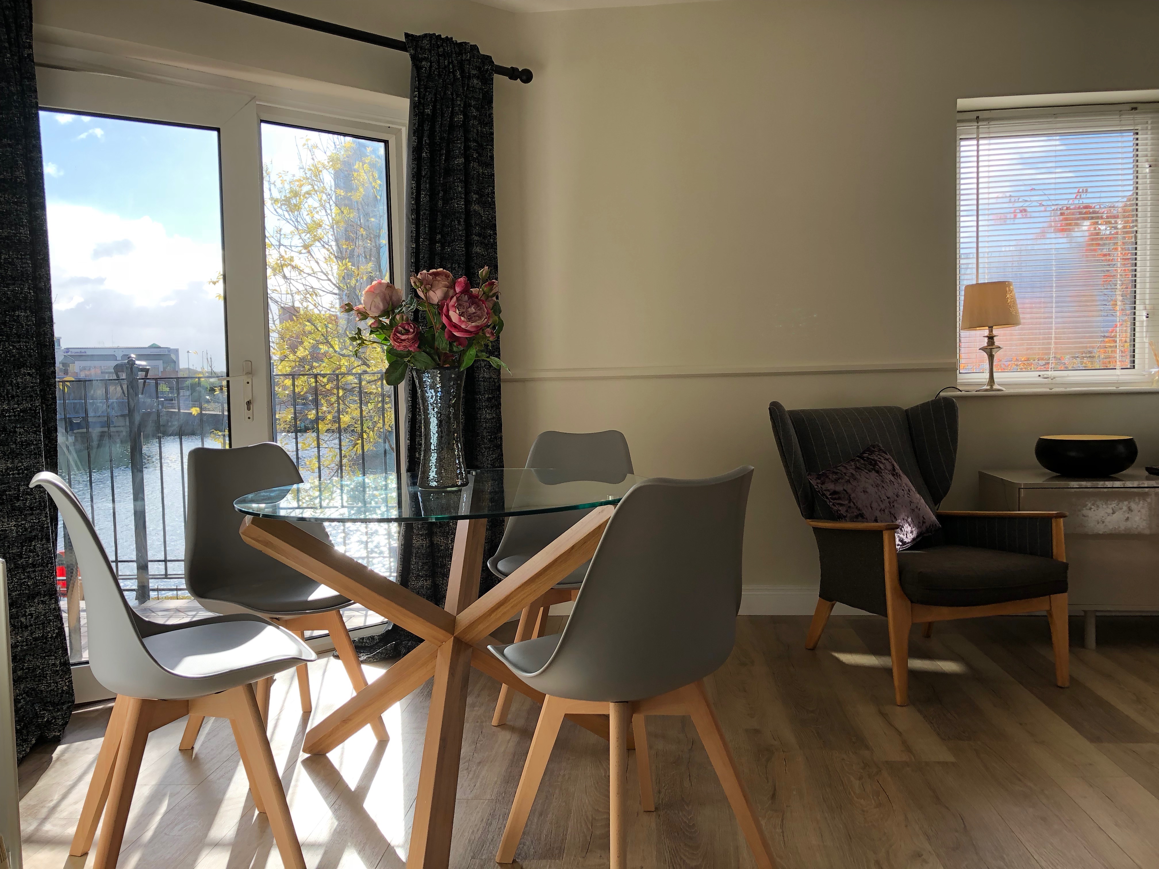 Open-plan dining with River Lagan views